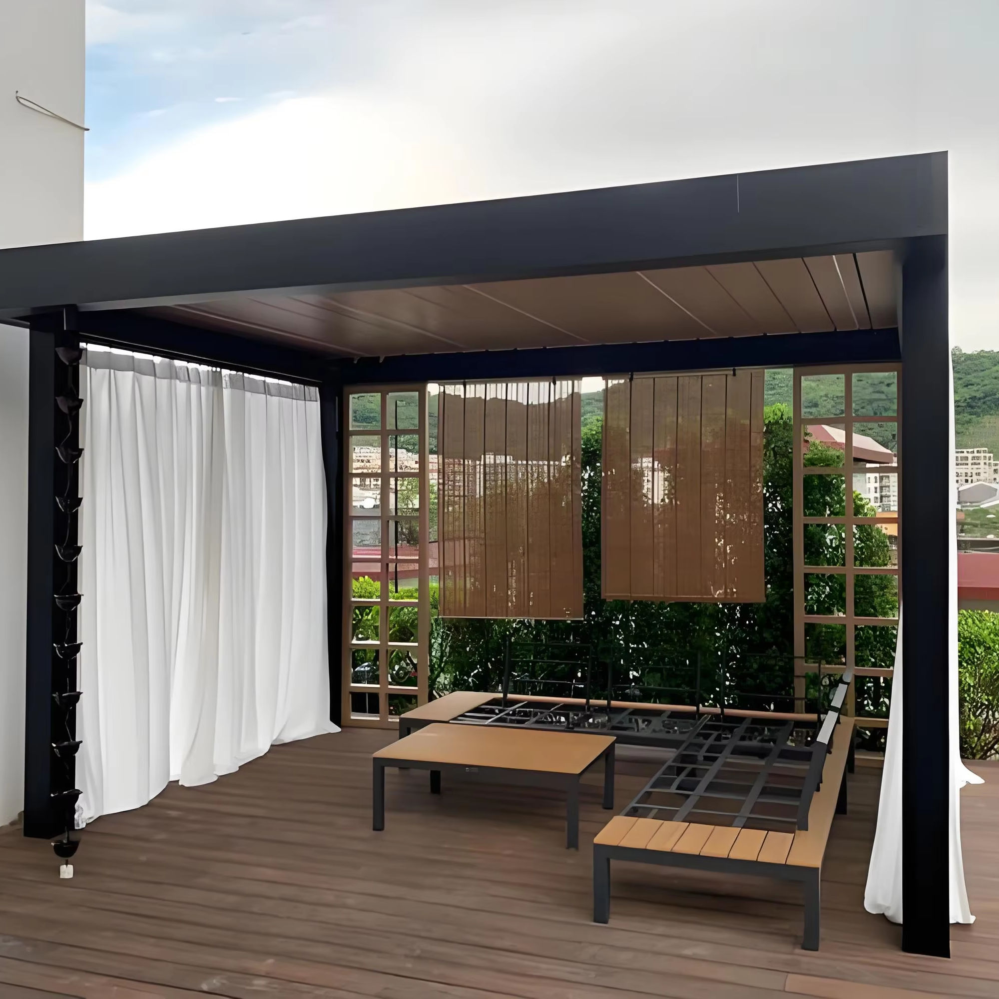 Outdoor Furniture Gazebo - Paviliun Mewah Berlapis Bubuk Anti Karat