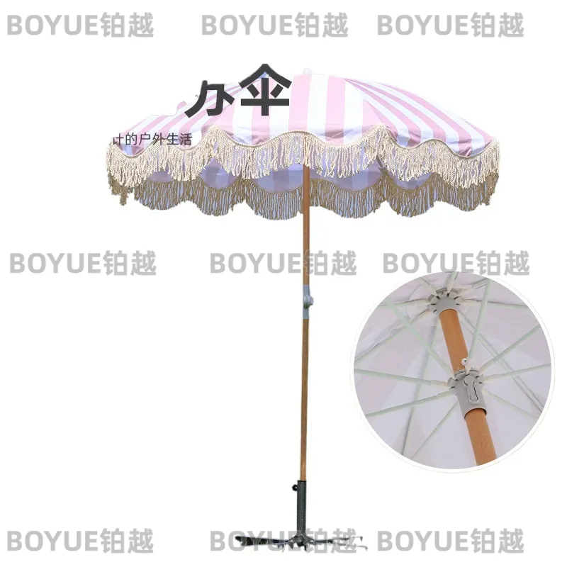 Parasol Umbrella Large - Payung pantai besar berbingkai kayu dengan