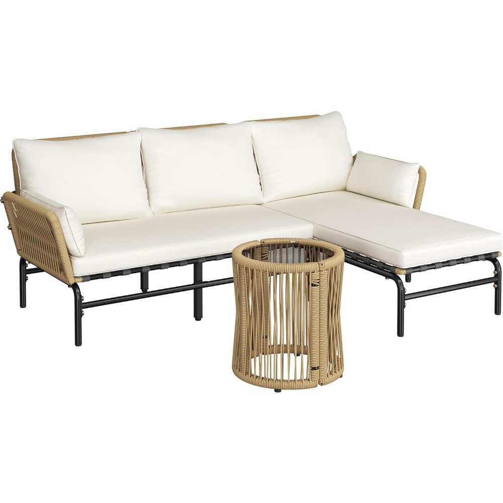Outdoor Furniture L Shape - 3 Buah Set Furnitur Teras Luar