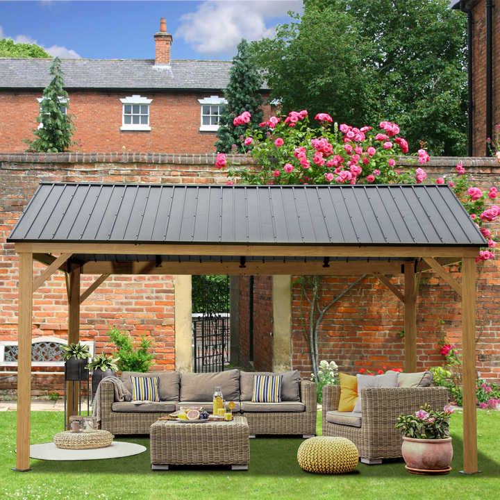 Outdoor Furniture Gazebo - Gazebo rangka aluminium outdoor, atap baja