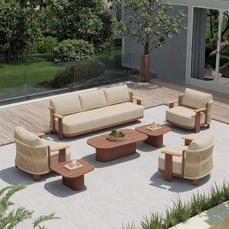 Outdoor Furniture L Shape - Set Sofa Luar Ruangan Villa Liburan