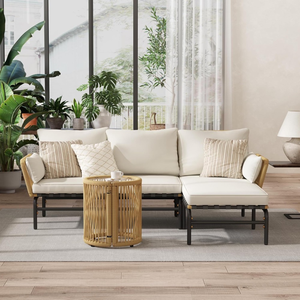 3 Buah Set Furnitur Teras Luar - Outdoor Furniture L Shape ulasan dan harga