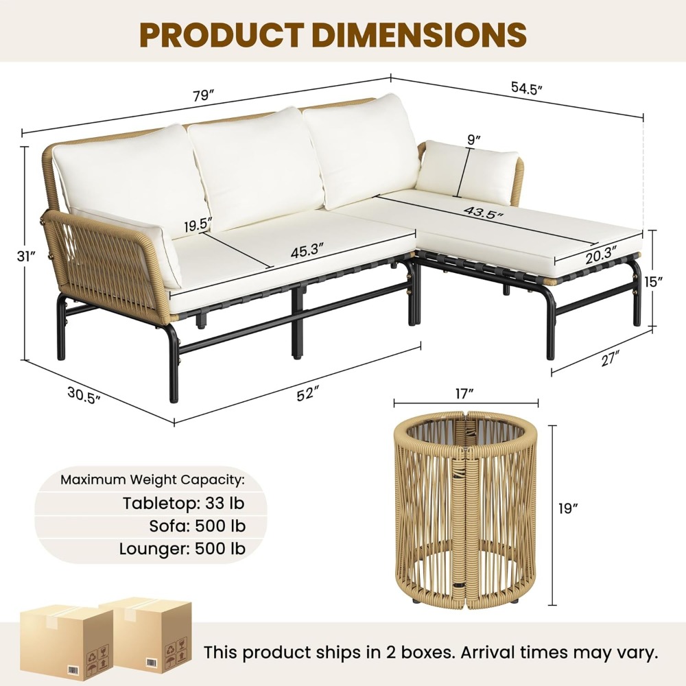 3 Buah Set Furnitur Teras Luar - Outdoor Furniture L Shape ulasan dan harga