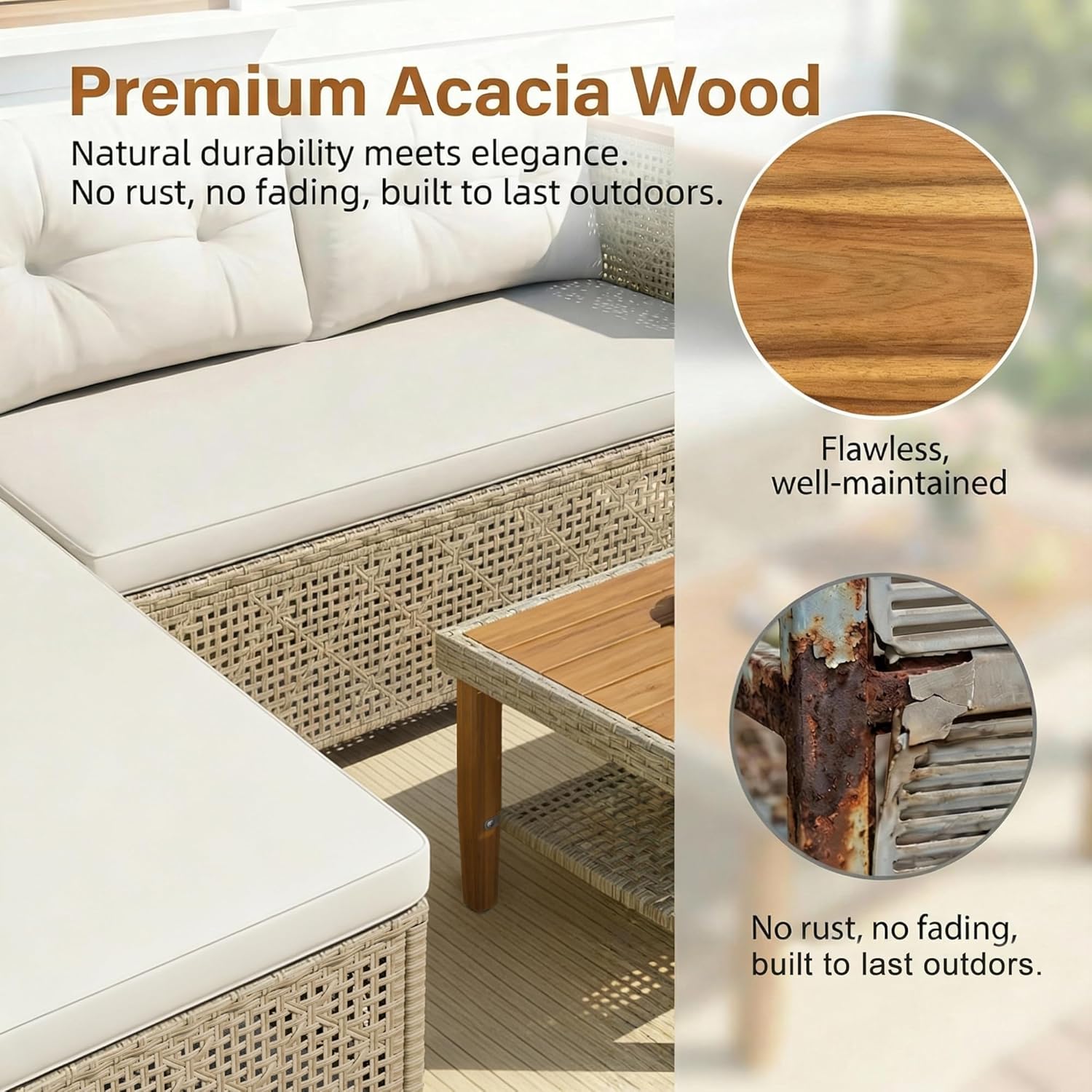 Set Sofa Modular PE Wicker Ben - Outdoor Furniture L Shape ulasan dan harga